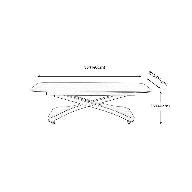 17.7"H Modern Adjustable Metal Cross Base Slate Square Coffee Table on Wheels Clearhalo 'Coffee & Accent Tables' 'Coffee Tables' 'coffee_tables' 'furn' 'furn_coffee_tables' 'Furniture' 'Living Room Furniture' 5108470