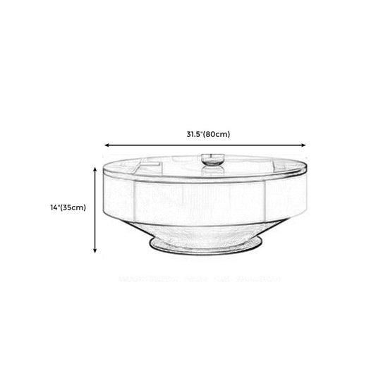 Pedestal Design Grey/gold Slate Top Stainless Steel Pedestal Round Coffee Table