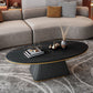 17.7"H Modern Metal Frame Single Foot Base Slate Oval Coffee Table Black Clearhalo 'Coffee & Accent Tables' 'Coffee Tables' 'coffee_tables' 'furn' 'furn_coffee_tables' 'Furniture' 'Living Room Furniture' 5108487