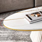 17.7"H Modern Metal Frame Single Foot Base Slate Oval Coffee Table Clearhalo 'Coffee & Accent Tables' 'Coffee Tables' 'coffee_tables' 'furn' 'furn_coffee_tables' 'Furniture' 'Living Room Furniture' 5108491