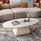 17.7"H Modern Metal Frame Single Foot Base Slate Oval Coffee Table White Clearhalo 'Coffee & Accent Tables' 'Coffee Tables' 'coffee_tables' 'furn' 'furn_coffee_tables' 'Furniture' 'Living Room Furniture' 5108493