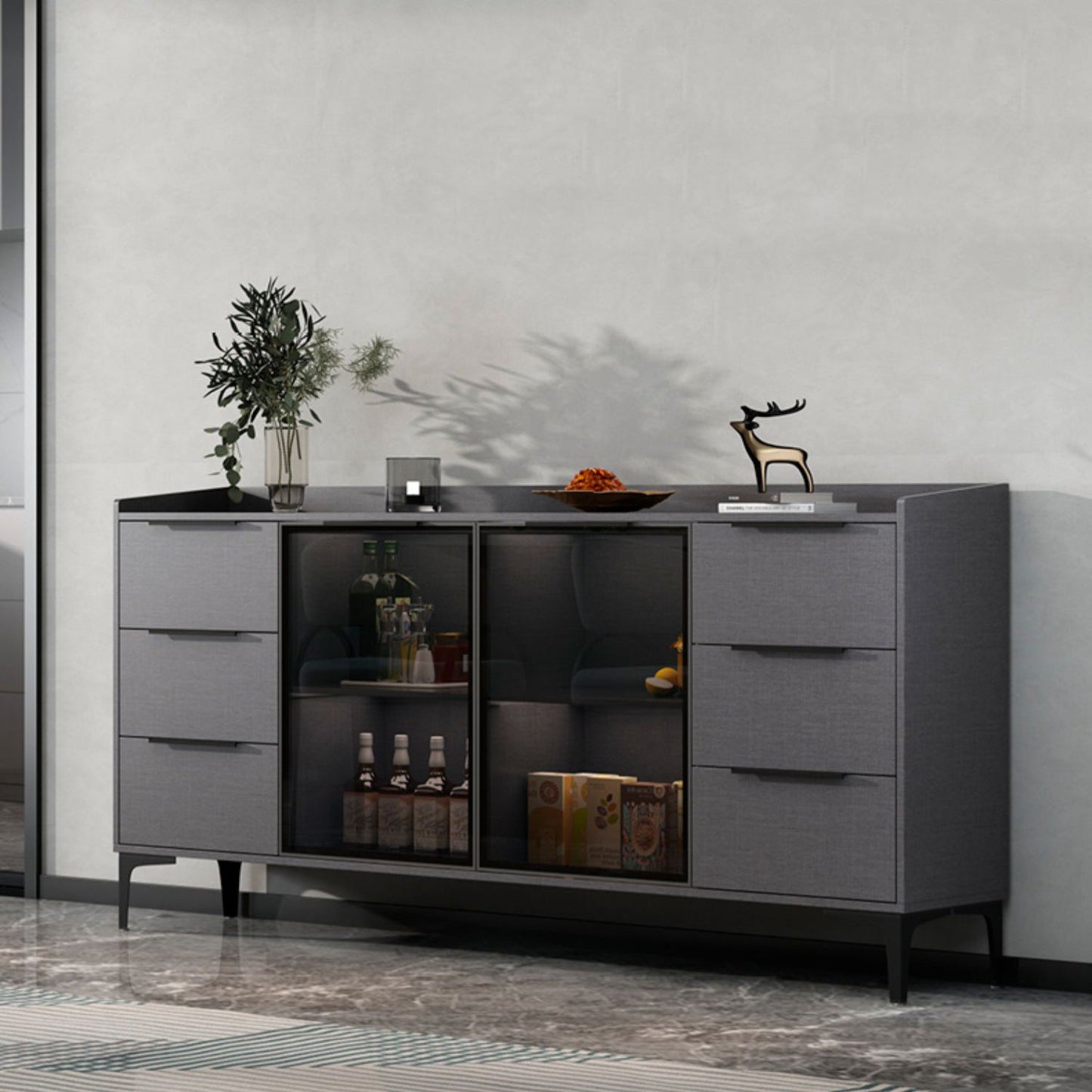 Siete sideboard di pietra sinterizzata in stile moderno con cassetti per soggiorno