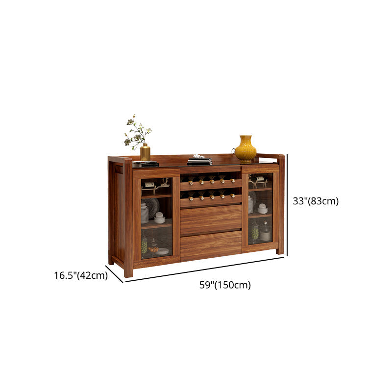 Bouchon moderne dans le buffet à manger en bois massif marron avec portes pour le salon