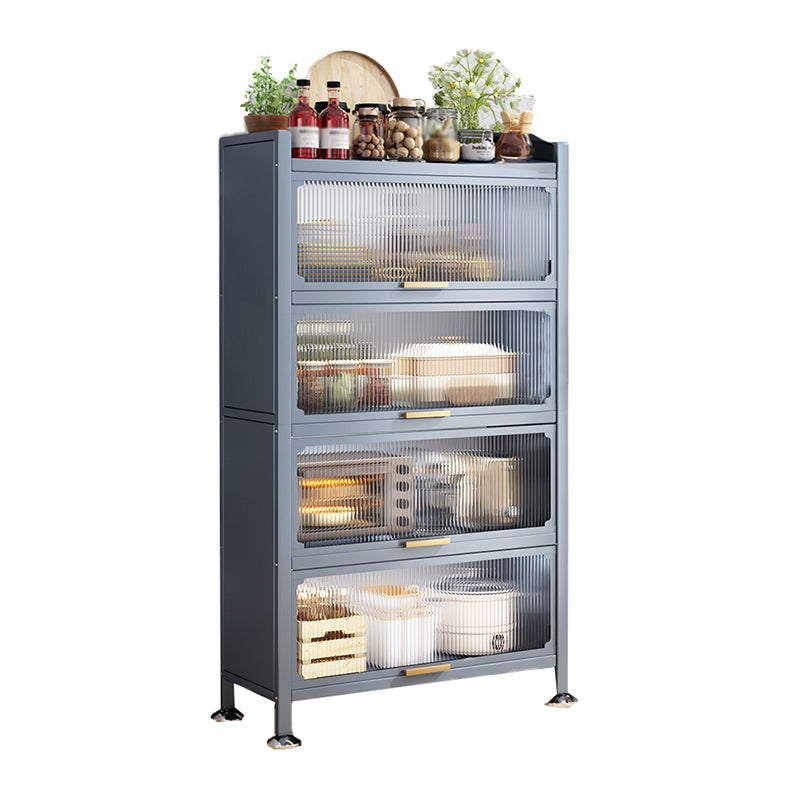 Dining Room Minimalism Buffet Server Glass Doors Metal Frame Dining Server Grey 4 Clearhalo 'buffet_sideboard' 'Buffets & Sideboards' 'furn' 'furn_buffet_sideboard' 'Furniture' 'Kitchen & Dining Furniture' 5108978