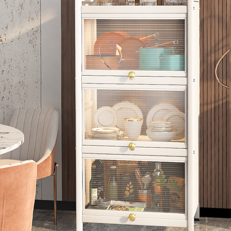 Dining Room Minimalism Buffet Server Glass Doors Metal Frame Dining Server Clearhalo 'buffet_sideboard' 'Buffets & Sideboards' 'furn' 'furn_buffet_sideboard' 'Furniture' 'Kitchen & Dining Furniture' 5108993