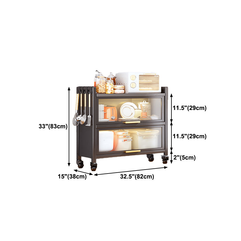 Dining Room Minimalism Buffet Server Glass Doors Metal Frame Dining Server Clearhalo 'buffet_sideboard' 'Buffets & Sideboards' 'furn' 'furn_buffet_sideboard' 'Furniture' 'Kitchen & Dining Furniture' 5108994