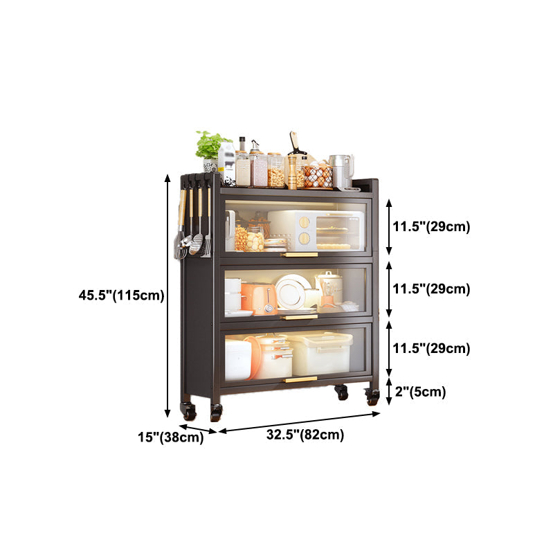 Dining Room Minimalism Buffet Server Glass Doors Metal Frame Dining Server Clearhalo 'buffet_sideboard' 'Buffets & Sideboards' 'furn' 'furn_buffet_sideboard' 'Furniture' 'Kitchen & Dining Furniture' 5108995