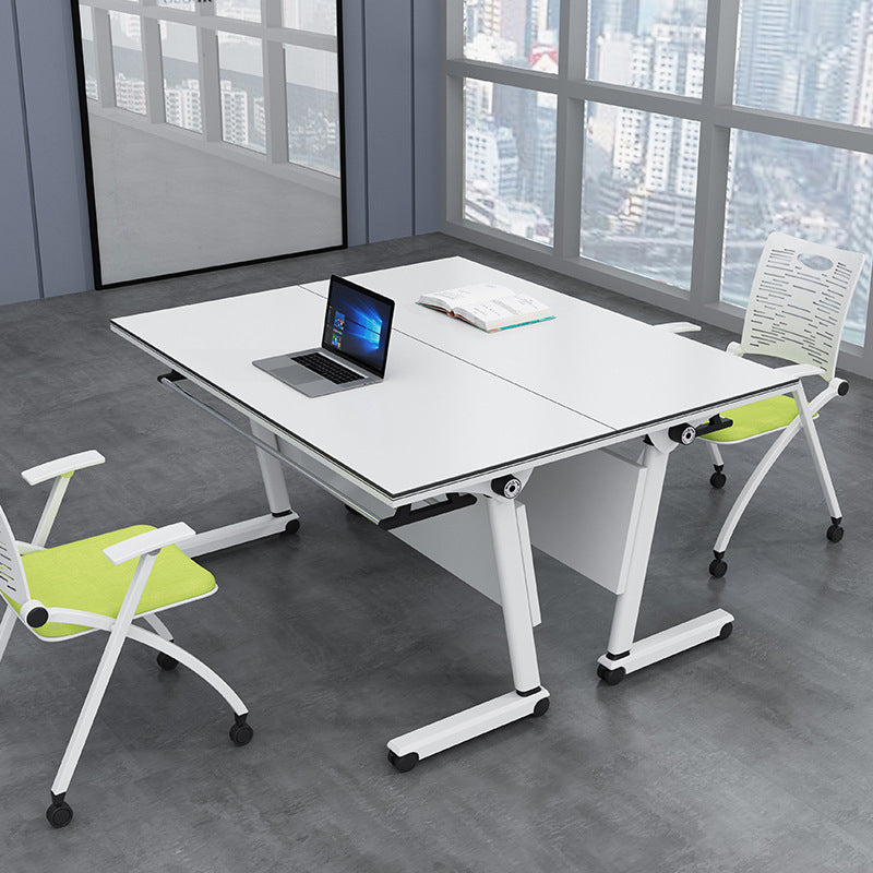 Bureau de bureau en bois contemporain Bureau rectangulaire avec roues lance-roues