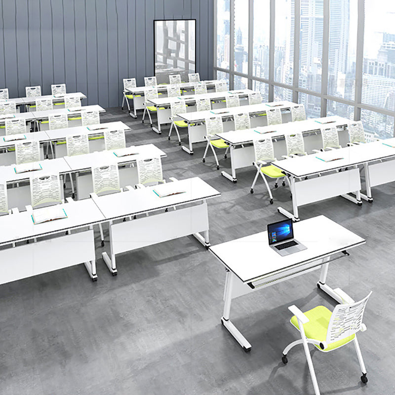 Bureau de bureau en bois contemporain Bureau rectangulaire avec roues lance-roues