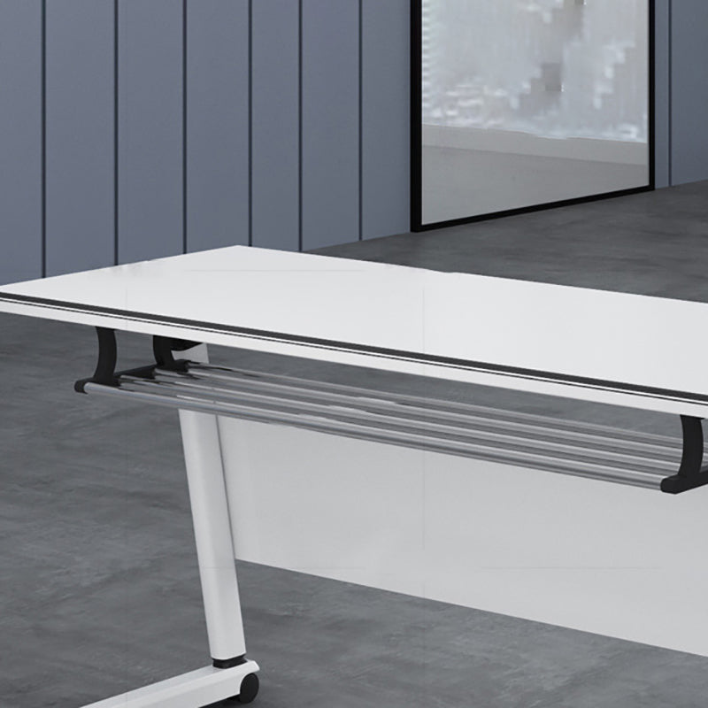 Bureau de bureau en bois contemporain Bureau rectangulaire avec roues lance-roues