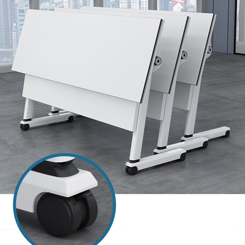 Bureau de bureau en bois contemporain Bureau rectangulaire avec roues lance-roues