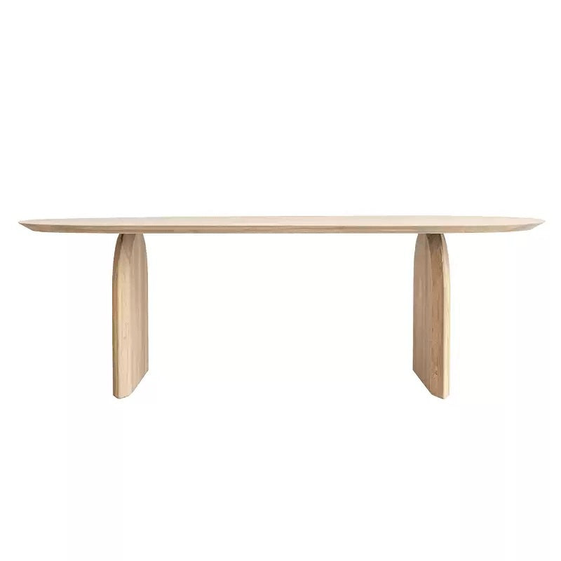 Industrial Pine Wood Office Desk Oval Natural Desk with Solid Wood Base 102.4"L x 39.4"W x 29.5"H Clearhalo 'furn' 'furn_office_desk' 'Furniture' 'Office Desks' 'Office Furniture' 'office_desk' 5109185