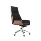 Middle/High Back Office Chair With Sponge Leather Seat with Adjustable Height Office Chair Black-Brown Swivel Chairs Faux Leather Clearhalo 'furn' 'furn_office_chair' 'Furniture' 'Office Chairs' 'Office Furniture' 'office_chair' 5109453