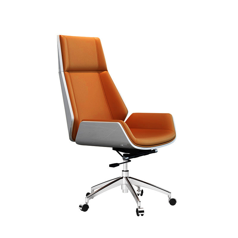 Middle/High Back Office Chair With Sponge Leather Seat with Adjustable Height Office Chair Ginger Swivel Chairs Faux Leather Clearhalo 'furn' 'furn_office_chair' 'Furniture' 'Office Chairs' 'Office Furniture' 'office_chair' 5109456