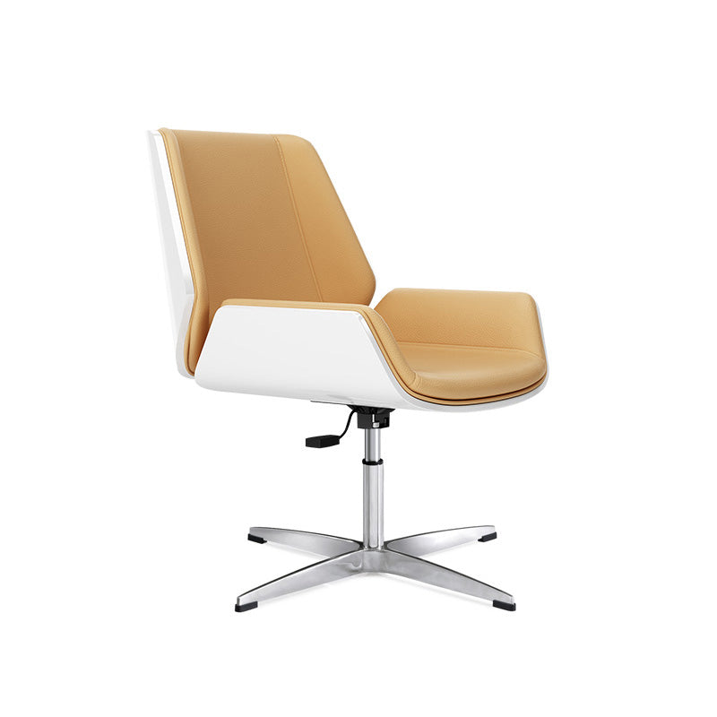Middle/High Back Office Chair With Sponge Leather Seat with Adjustable Height Office Chair Beige Fixed Chairs Faux Leather Clearhalo 'furn' 'furn_office_chair' 'Furniture' 'Office Chairs' 'Office Furniture' 'office_chair' 5109475