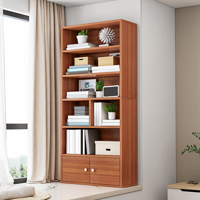 Modern Solid Bookcase Brown Rectangular Bookshelf for Living Room