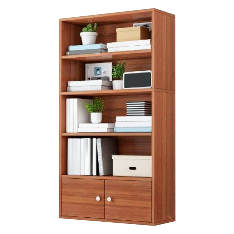 Modern Solid Bookcase Brown Rectangular Bookshelf for Living Room