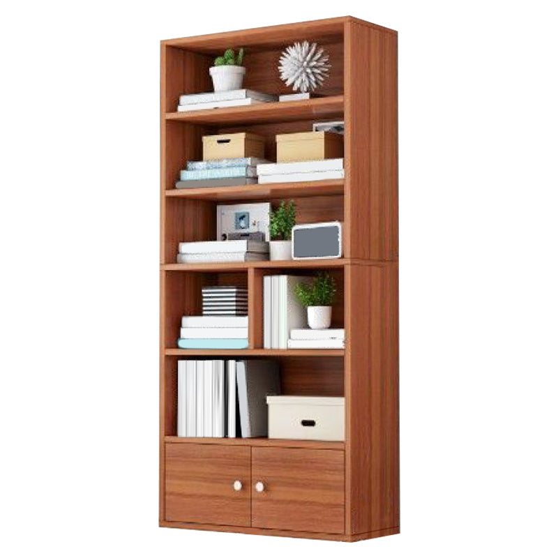 Modern Solid Bookcase Brown Rectangular Bookshelf for Living Room