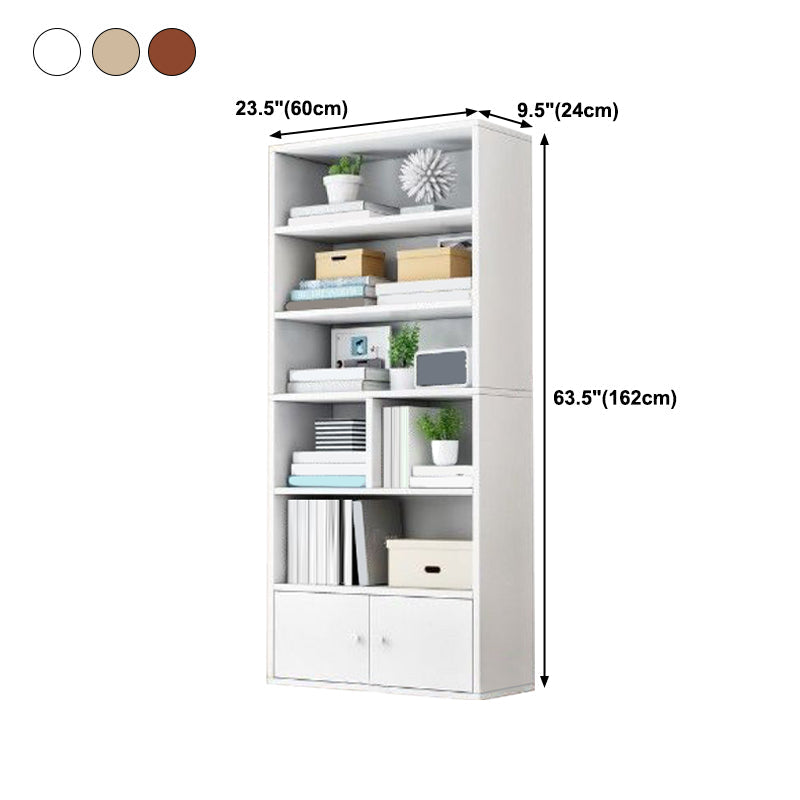 Modern Solid Bookcase Brown Rectangular Bookshelf for Living Room