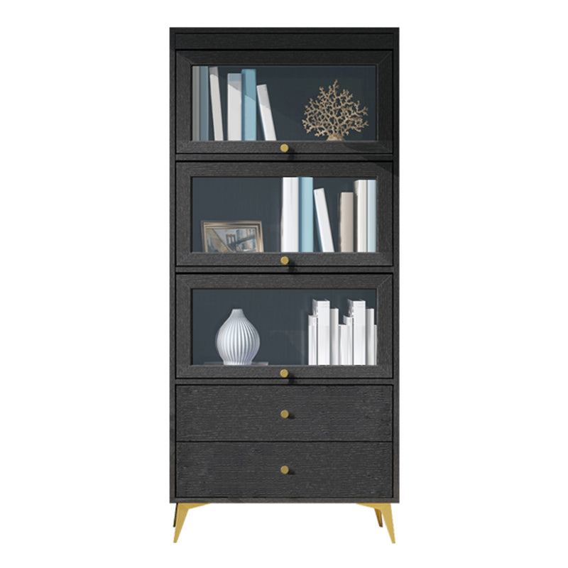 Modern Style Bookcase Standard Closed Back Wooden Bookshelf with Doors 31.5"L x 11.8"W x 67.3"H Clearhalo 'Bookcases' 'furn' 'furn_bookcases' 'Furniture' 'Office Furniture' 5109812