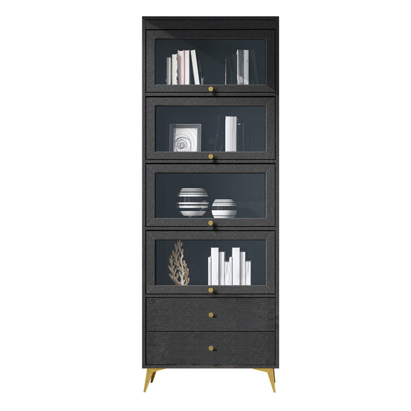 Modern Style Bookcase Standard Closed Back Wooden Bookshelf with Doors 31.5"L x 11.8"W x 82.3"H Clearhalo 'Bookcases' 'furn' 'furn_bookcases' 'Furniture' 'Office Furniture' 5109816