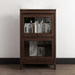 Manufactured Wood Bookcase Contemporary Standard Bookshelf with Glass Doors 23.6"L x 13.9"W x 37.4"H Walnut Clearhalo 'Bookcases' 'furn' 'furn_bookcases' 'Furniture' 'Office Furniture' 5109831