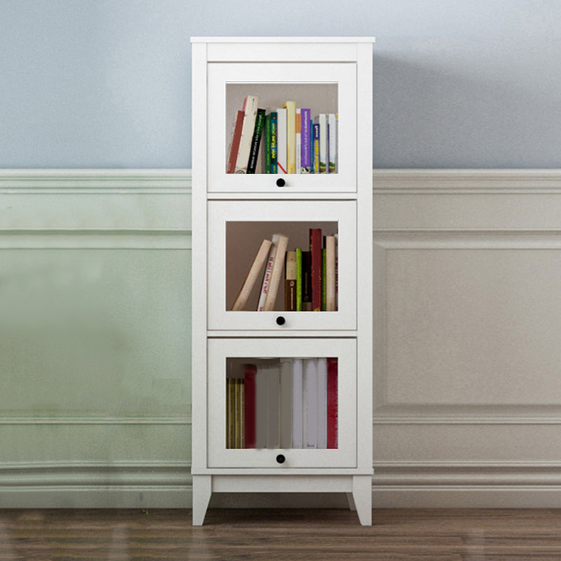 Manufactured Wood Bookcase Contemporary Standard Bookshelf with Glass Doors 23.6"L x 13.9"W x 52.1"H White Clearhalo 'Bookcases' 'furn' 'furn_bookcases' 'Furniture' 'Office Furniture' 5109832