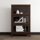 Manufactured Wood Bookcase Contemporary Standard Bookshelf with Glass Doors 23.6"L x 13.9"W x 52.1"H Walnut Clearhalo 'Bookcases' 'furn' 'furn_bookcases' 'Furniture' 'Office Furniture' 5109835