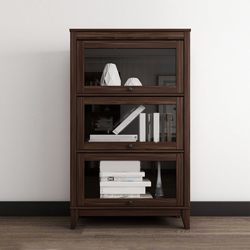 Manufactured Wood Bookcase Contemporary Standard Bookshelf with Glass Doors 23.6"L x 13.9"W x 52.1"H Walnut Clearhalo 'Bookcases' 'furn' 'furn_bookcases' 'Furniture' 'Office Furniture' 5109835