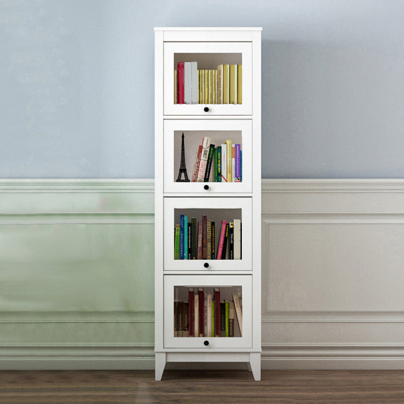 Manufactured Wood Bookcase Contemporary Standard Bookshelf with Glass Doors 23.6"L x 13.9"W x 66.8"H White Clearhalo 'Bookcases' 'furn' 'furn_bookcases' 'Furniture' 'Office Furniture' 5109836