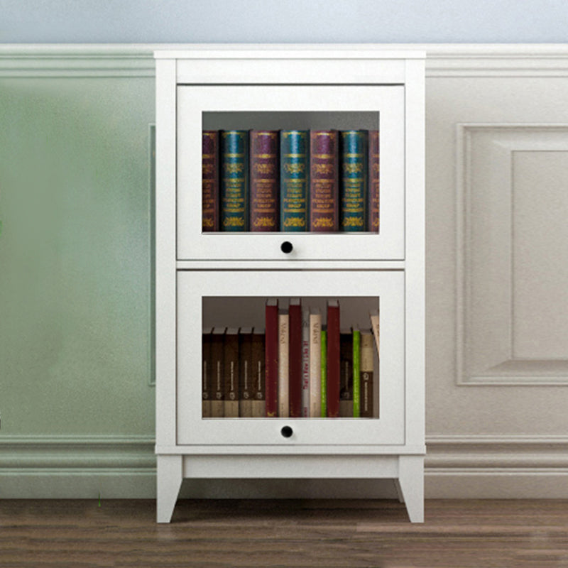 Manufactured Wood Bookcase Contemporary Standard Bookshelf with Glass Doors 23.6"L x 13.9"W x 37.4"H White Clearhalo 'Bookcases' 'furn' 'furn_bookcases' 'Furniture' 'Office Furniture' 5109838