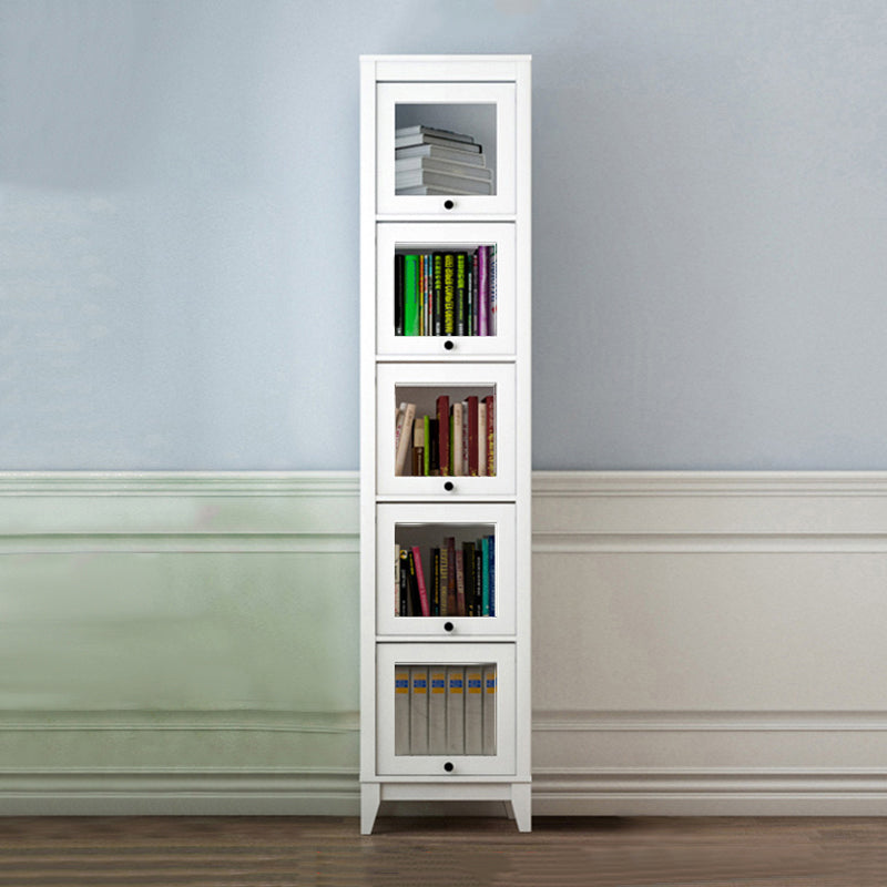 Manufactured Wood Bookcase Contemporary Standard Bookshelf with Glass Doors 23.6"L x 13.9"W x 81.5"H White Clearhalo 'Bookcases' 'furn' 'furn_bookcases' 'Furniture' 'Office Furniture' 5109841