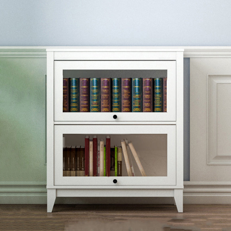 Manufactured Wood Bookcase Contemporary Standard Bookshelf with Glass Doors 31.5"L x 13.9"W x 37.4"H White Clearhalo 'Bookcases' 'furn' 'furn_bookcases' 'Furniture' 'Office Furniture' 5109844