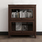 Manufactured Wood Bookcase Contemporary Standard Bookshelf with Glass Doors 31.5"L x 13.9"W x 37.4"H Walnut Clearhalo 'Bookcases' 'furn' 'furn_bookcases' 'Furniture' 'Office Furniture' 5109845