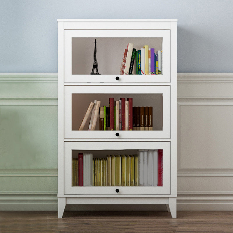 Manufactured Wood Bookcase Contemporary Standard Bookshelf with Glass Doors 31.5"L x 13.9"W x 52.1"H White Clearhalo 'Bookcases' 'furn' 'furn_bookcases' 'Furniture' 'Office Furniture' 5109846