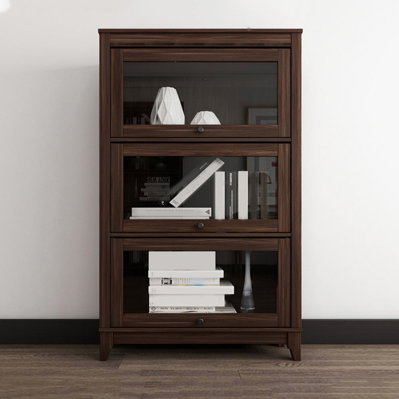 Manufactured Wood Bookcase Contemporary Standard Bookshelf with Glass Doors 31.5"L x 13.9"W x 52.1"H Walnut Clearhalo 'Bookcases' 'furn' 'furn_bookcases' 'Furniture' 'Office Furniture' 5109847