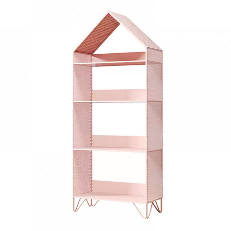 Scandinavian Metal Bookshelf Etagere Shelf Bookcase for Study Room 21.7"L x 9.8"W x 52.4"H Pink Clearhalo 'Bookcases' 'furn' 'furn_bookcases' 'Furniture' 'Office Furniture' 5109901