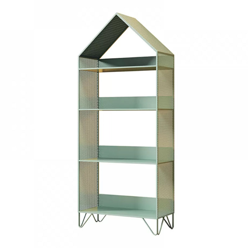 Scandinavian Metal Bookshelf Etagere Shelf Bookcase for Study Room 21.7"L x 9.8"W x 52.4"H Green Clearhalo 'Bookcases' 'furn' 'furn_bookcases' 'Furniture' 'Office Furniture' 5109904