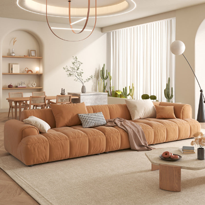 Flannelette acolchada de esponja seccional de estilo nórdico en sofá blanquecina/naranja/naranja-blanca