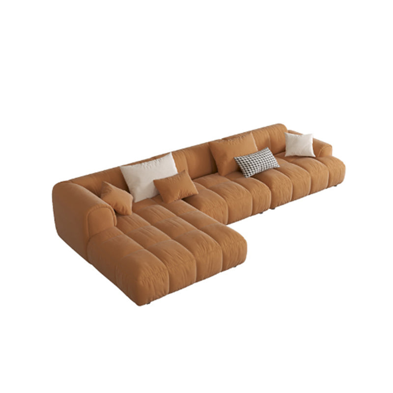 Flannelette acolchada de esponja seccional de estilo nórdico en sofá blanquecina/naranja/naranja-blanca