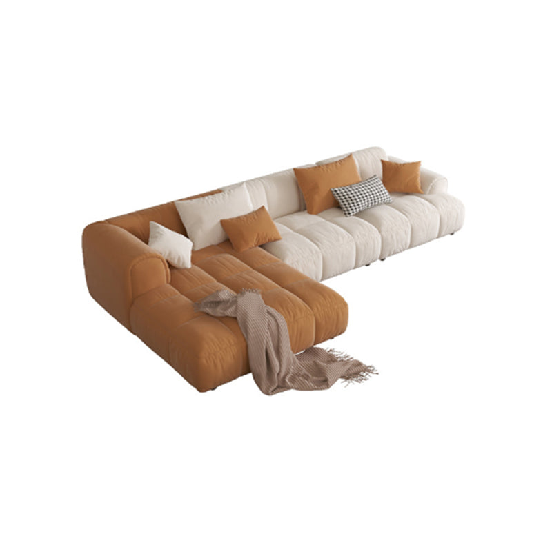 Flanella imbottita di spugna sezionale in stile nordico in divano bianco/arancione/arancione/arancione