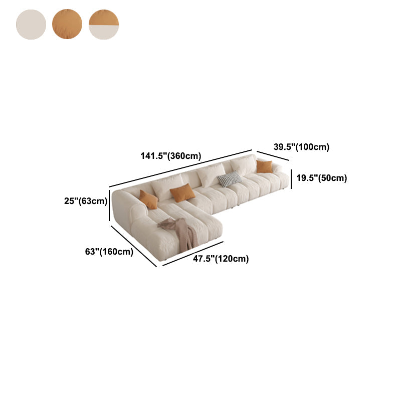 Flanella imbottita di spugna sezionale in stile nordico in divano bianco/arancione/arancione/arancione