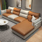 Mid Century Modern Faux Feather 4-seat Sofa & Chaise For Living Room Orange White Right Clearhalo 'furn' 'furn_sectionals' 'Furniture' 'Living Room Furniture' 'Sectionals' 5112541