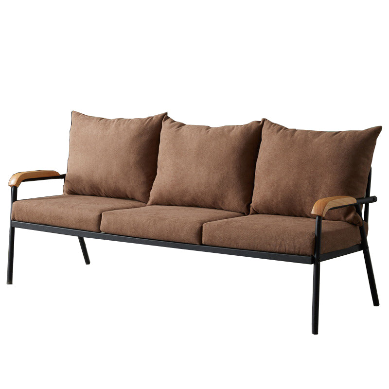 31.4"H Faux Leather/Cotton Blend Square Arm Sofa for Living Room