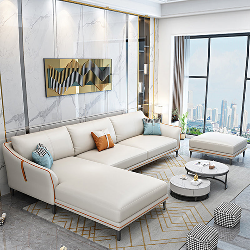 Divano braccio inclinato in pelle moderna di metà secolo con cuscini con cuscini