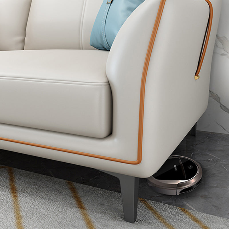 Divano braccio inclinato in pelle moderna di metà secolo con cuscini con cuscini