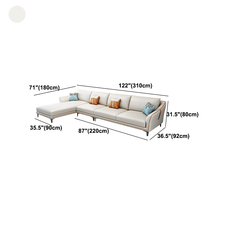 Divano braccio inclinato in pelle moderna di metà secolo con cuscini con cuscini