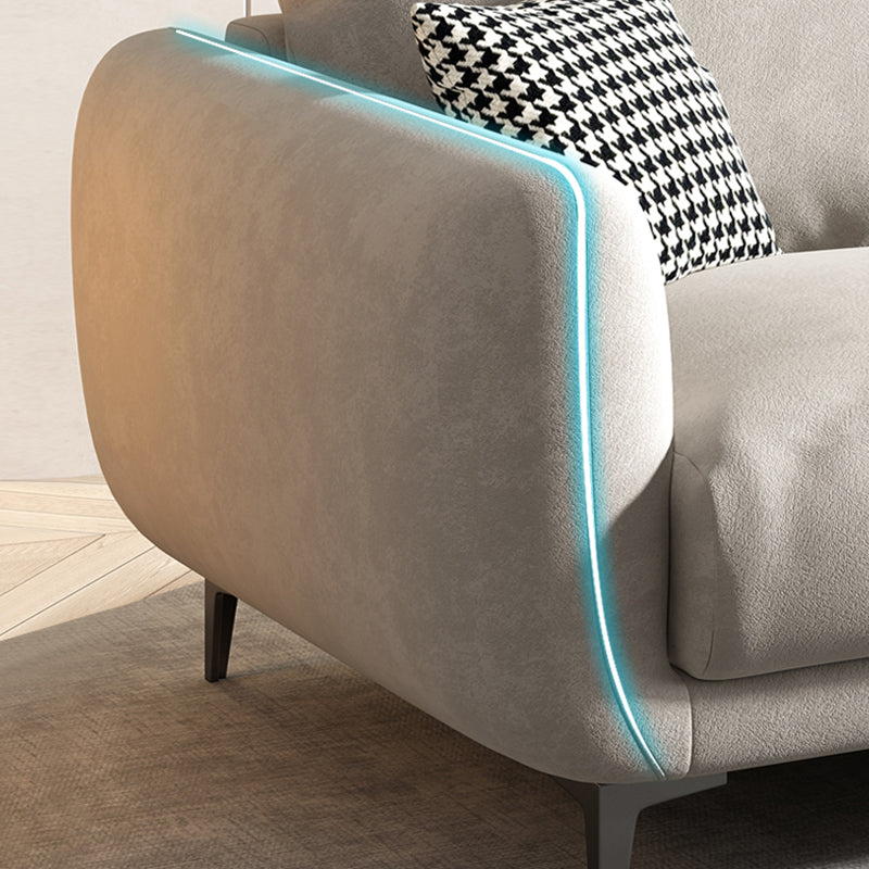 3 Seater 35.4"H Microsuede Solid Color Square Arm Sofa for Living Room