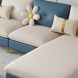 Faux Leather Square Arm Sofa with Pillows, 3/4 seat Sofa for Living Room Clearhalo 'furn' 'furn_sectionals' 'Furniture' 'Living Room Furniture' 'Sectionals' 5112850