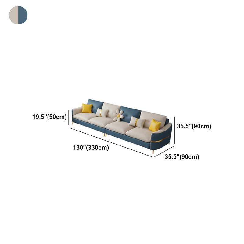 Faux Leather Square Arm Sofa with Pillows, 3/4 seat Sofa for Living Room Clearhalo 'furn' 'furn_sectionals' 'Furniture' 'Living Room Furniture' 'Sectionals' 5112855